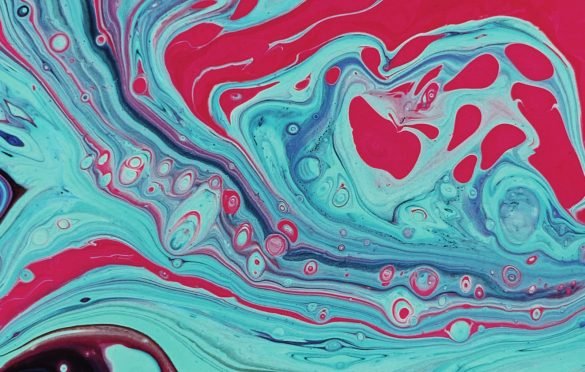 pink and blue line painting